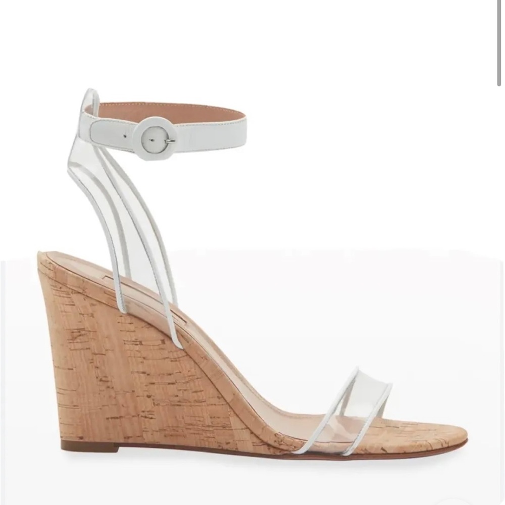 Aquazzura Minimalist Clear PVC & White Leather Cork White, Size 9, with box